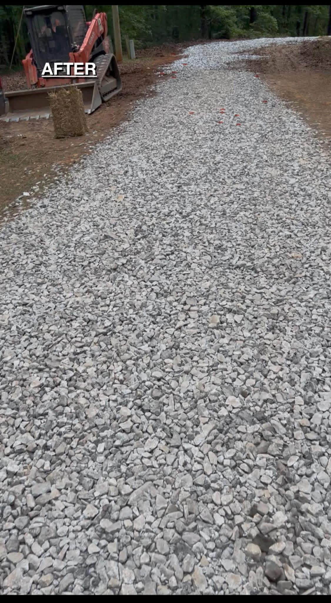 Stone driveway installation — #57 stone